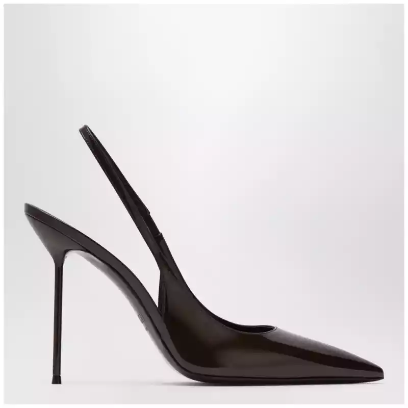 Paris Texas Lidia slingback pumps in ebony patent leather