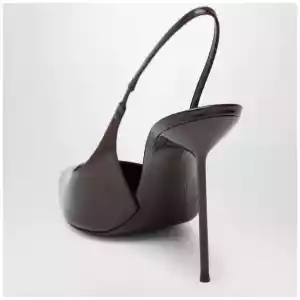 Paris Texas Lidia slingback pumps in ebony patent leather