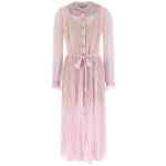 Self-Portrait Pink Pleated Georgette Midi Dresses