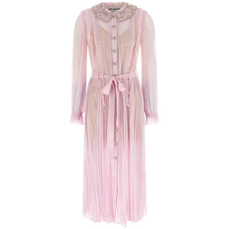 RS26034MPPINK_01_M_2025-11-20T12-01-34.93Z Self-Portrait Pink Pleated Georgette Midi Dresses