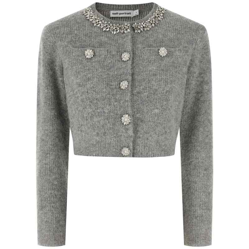 RS26123CBGRGREY_01_M_2025-11-20T12-01-53.971Z Self-Portrait Grey Fluffy Crystal Trim Cardigan