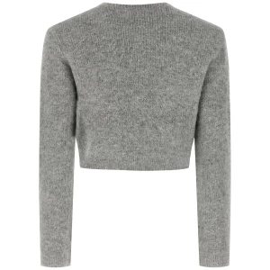 Self-Portrait Grey Fluffy Crystal Trim Cardigan