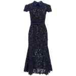 Self-Portrait Navy Guipure Lace Midi Dress
