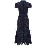 Self-Portrait Navy Guipure Lace Midi Dress