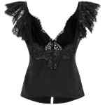 Self-Portrait Black Satin Lace Top