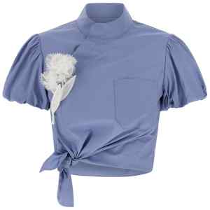 Self-Portrait Blue Cotton Tie Side Top