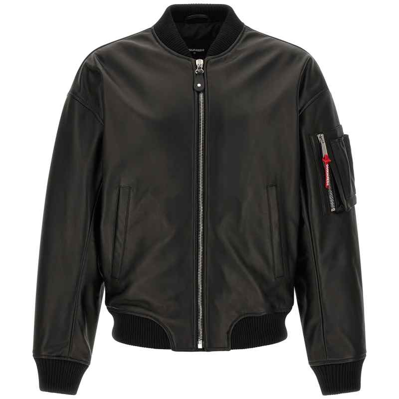 Dsquared2 Leather Bomber Jacket