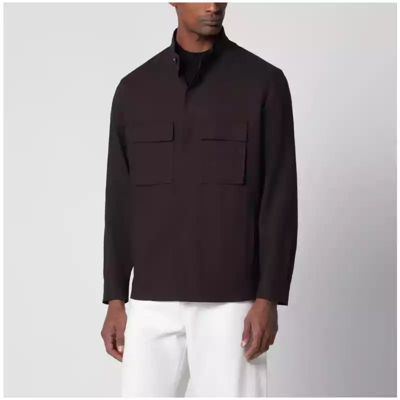 ZEGNA Brown linen overshirt