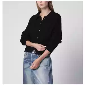 Our Legacy Black alpaca-blend polo cardigan