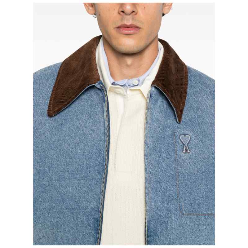 AMI PARIS Coats LIGHT BLUE