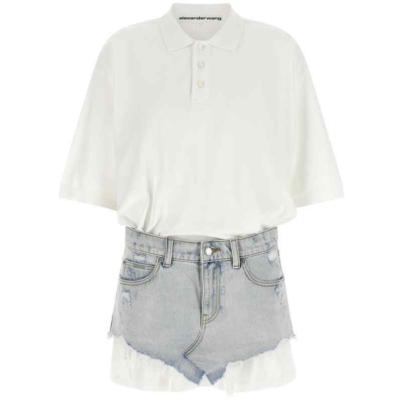 Alexander Wang Denim Skirt Polo Dress