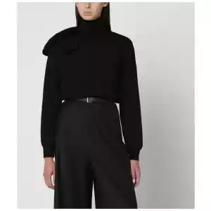 Moschino Black turtleneck sweater with flower detail