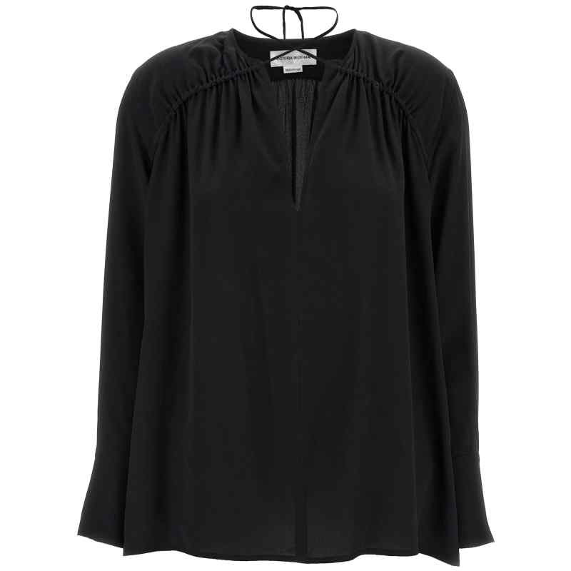 1125WSH006014ABLACK_01_M_2025-04-15T12-06-40.45Z Victoria Beckham Gather Detail Tie Blouse