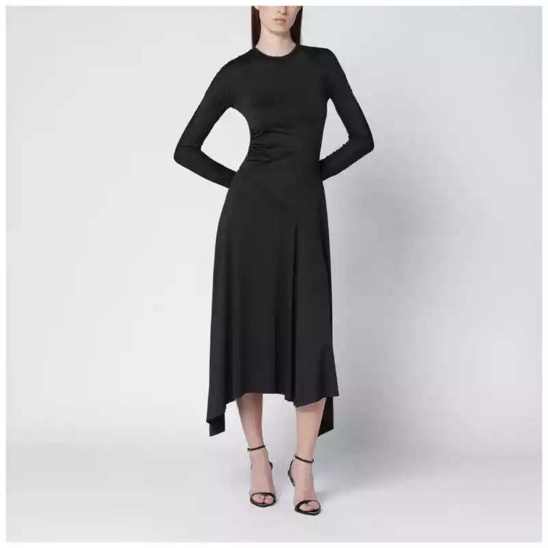 Victoria Beckham Black asymmetric midi dress