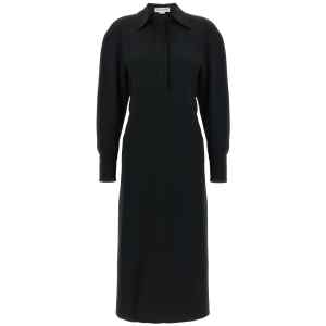 Victoria Beckham Long Sleeve Polo Collar Midi Dress