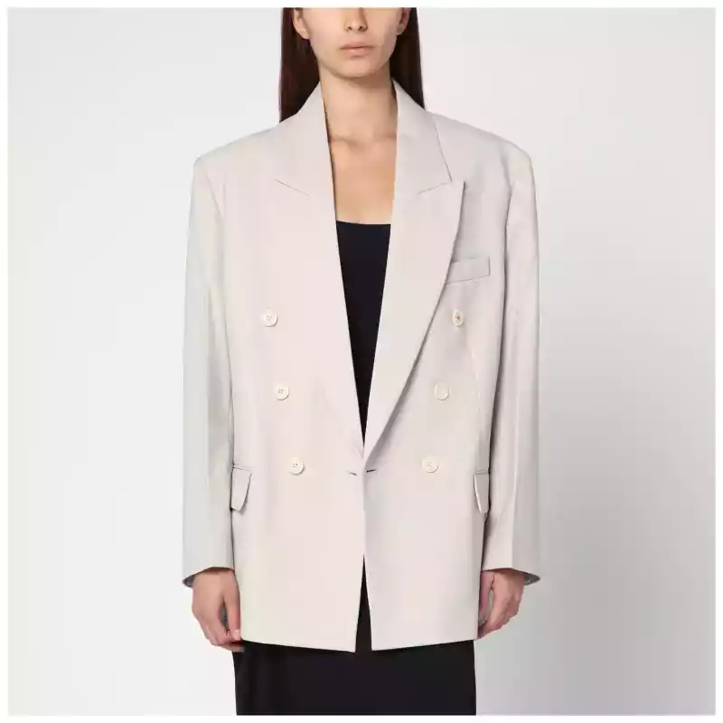 1325WJK006442AWO_R_VIBEC-PU.a Victoria Beckham Pumice-coloured double-breasted jacket