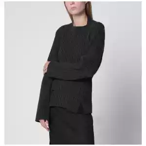 Victoria Beckham Ribbed Sweater in Burgundy Wool and Cashmere