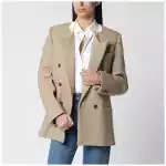 Victoria Beckham Beatrice Double-Breasted Jacket in Camel Wool