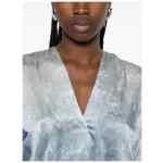 Pierre Louis Mascia V-neck, short sleeves, printed Pritned silk dress