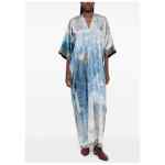 Pierre Louis Mascia V-neck, short sleeves, printed Pritned silk dress