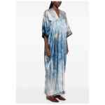 Pierre Louis Mascia V-neck, short sleeves, printed Pritned silk dress