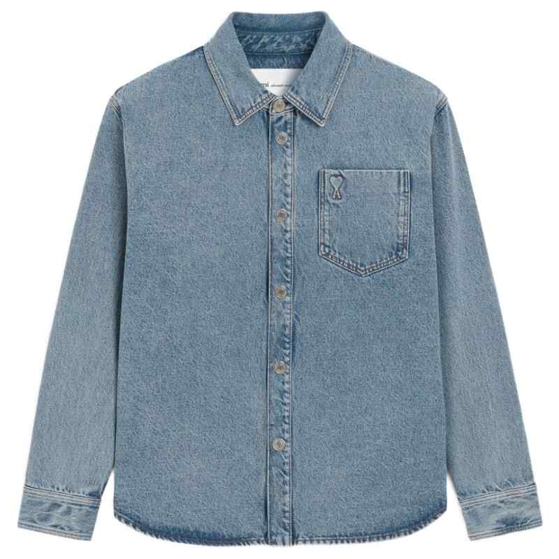 200014770-fw26-amiparis-ujk918de0046480 AMI PARIS Shirts LIGHT BLUE