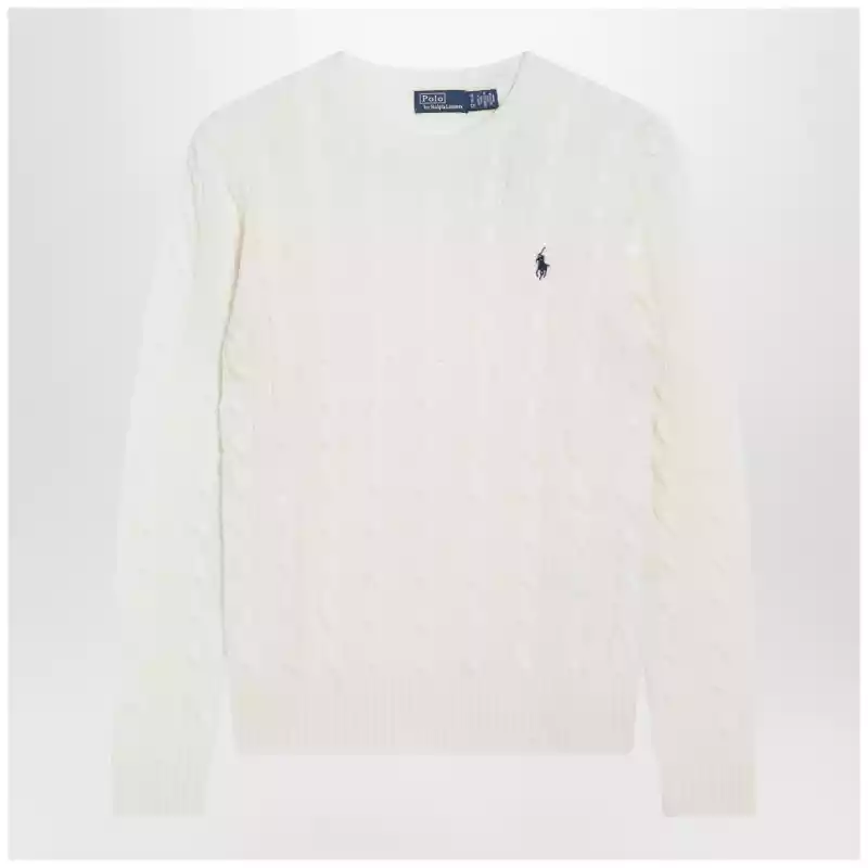 Polo Ralph Lauren Cable-Knit Sweater in Cream Wool and Cashmere