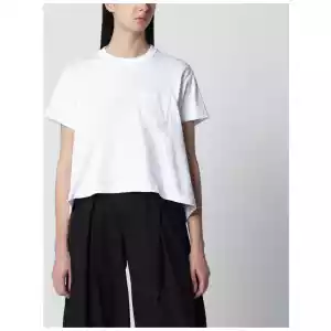 Sacai White cropped cotton T-shirt