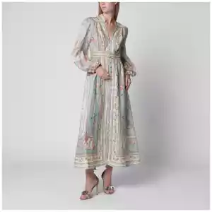 ZIMMERMANN Roselight Midi Dress in Floral Linen