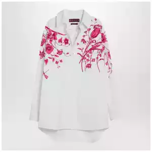 GUCCI White shirt with fuchsia print