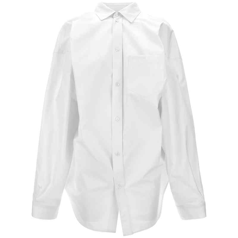 790945TQM059000_01_M_2024-07-09T07-20-27.737Z Balenciaga Asymmetric Shirt With Logo Embroidery