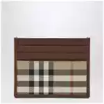 Burberry Check credit card holder in coated cotton, beige