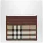 Burberry Check credit card holder in coated cotton, beige