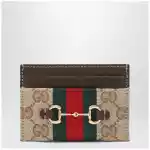 GUCCI GG canvas card holder with Horsebit detail
