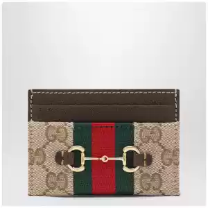 GUCCI GG canvas card holder with Horsebit detail