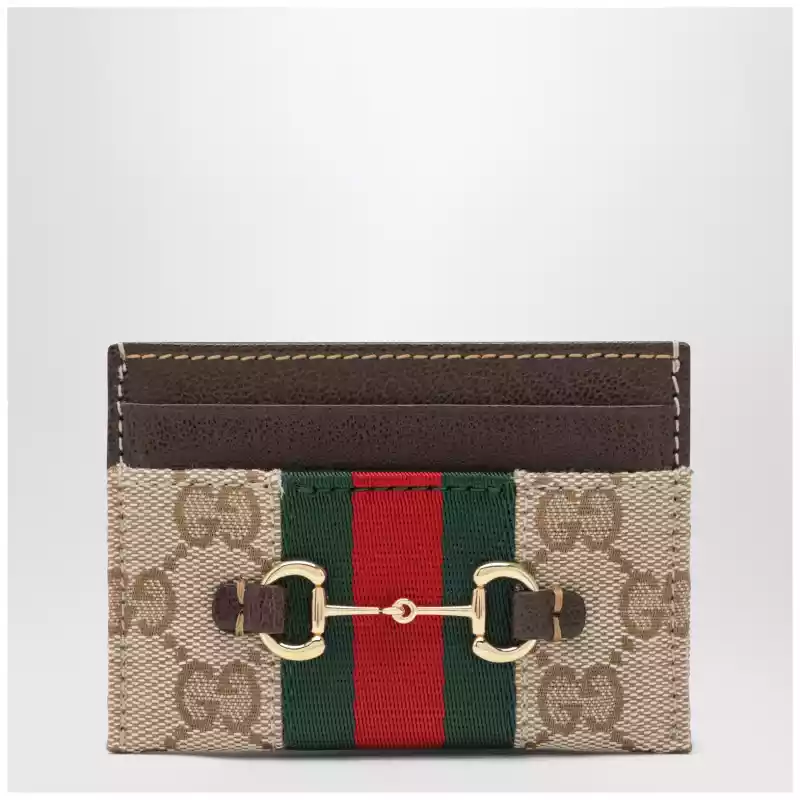 GUCCI GG canvas card holder with Horsebit detail