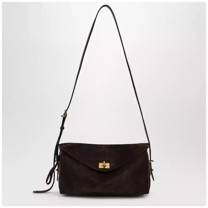 8681022ACJ0_S_BALEN-2362.a Balenciaga Le 7 Medium suede calfskin shoulder bag in Moka/Ruby