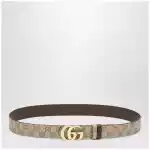 GUCCI Sand/Dark Brown Reversible Cut GG Marmont Belt
