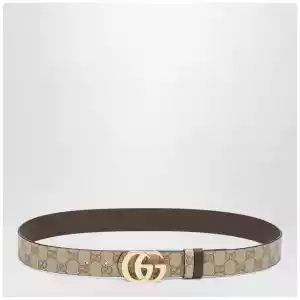 GUCCI Sand/Dark Brown Reversible Cut GG Marmont Belt