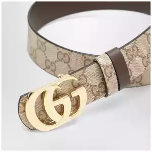 GUCCI Sand/Dark Brown Reversible Cut GG Marmont Belt