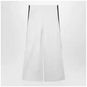 GUCCI White Cotton Jersey Leisure Trousers with Web Stripe