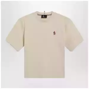 Moncler Grenoble White cotton-blend T-shirt with logo patch