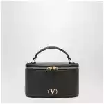 Valentino Garavani VLogo Signature Mini Vanity Bag in Black Leather