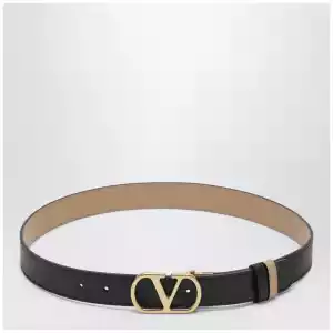 Valentino Garavani Black/Pink reversible VLogo Signature belt