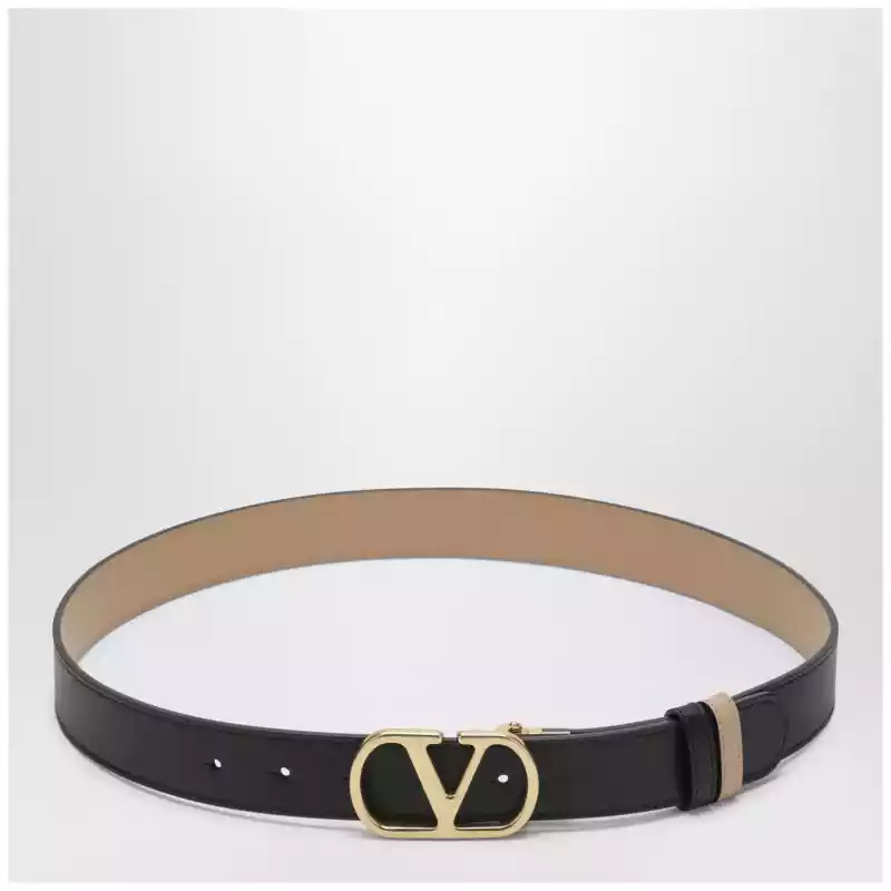 Valentino Garavani Black/Pink reversible VLogo Signature belt