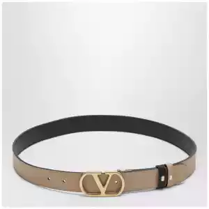 Valentino Garavani Black/Pink reversible VLogo Signature belt