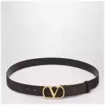 Valentino Garavani VLogo Signature Belt in Ebony Suede