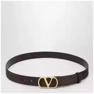 Valentino Garavani VLogo Signature Belt in Ebony Suede