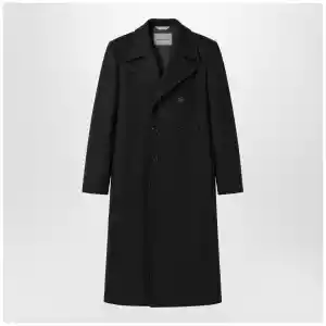 Balenciaga Long double-face tailored coat in black cotton