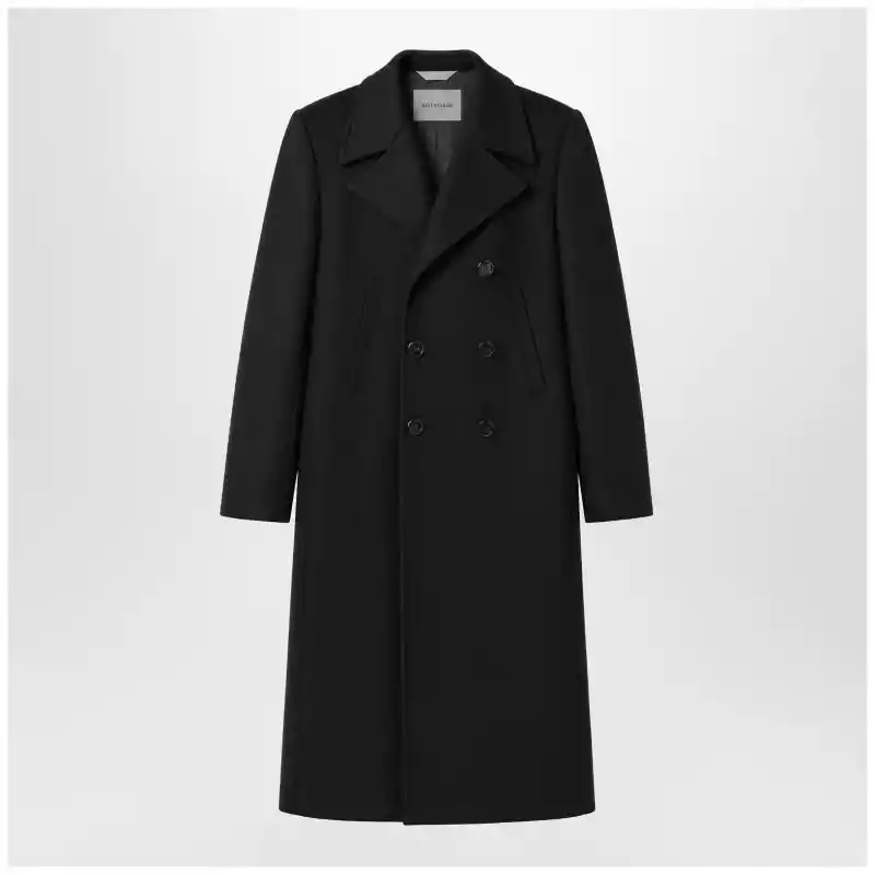 A001XJTUU36_T_BALEN-1000.x Balenciaga Long double-face tailored coat in black cotton